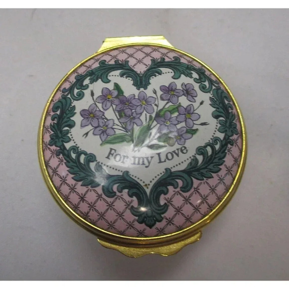 Enamel Box Halcyon Days St Valentines Day for my love1979 Jewelry Box lover - Picture 1 of 5